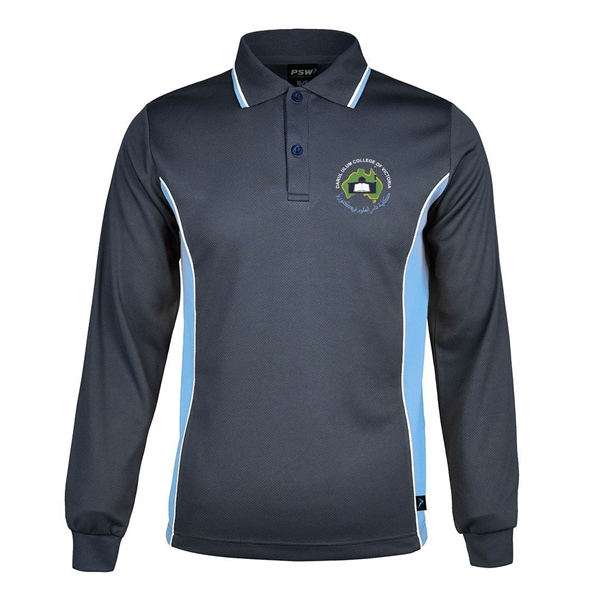 Long Sleeved Mesh Polo with Panels and Logo